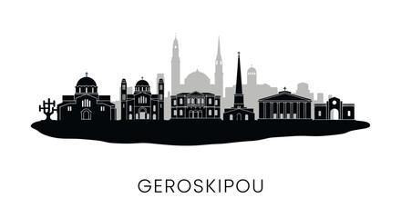 Fototapeta premium Geroskipou Cyprus Skyline Silhouette Vector.