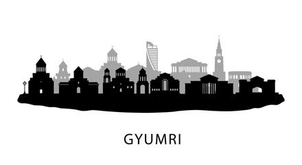 Fototapeta premium Gyumri Skyline with Armenia Cityscape Silhouette.