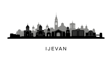 Ijevan Skyline Armenia Cityscape Silhouette.
