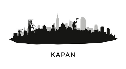 Naklejka premium Kapan with Armenia City Skyline Silhouette Landmark.