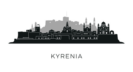 Obraz premium Kyrenia skyline with Cyprus City silhouette Vector.