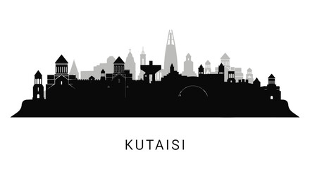 Kutaisi Skyline Silhouette Georgia Cityscape.