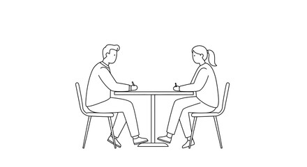 Business meeting vector illustration design for print in minimalist line style
