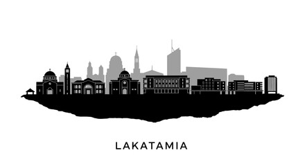 Obraz premium Lakatamia Cyprus Skyline Black Silhouette.