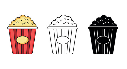 Popcorn bucket vector illustration for movie night design in flat style