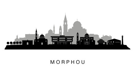 Naklejka premium Morphou city skyline Cyprus Silhouette.