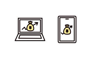 パソコンとお金のアイコンセット