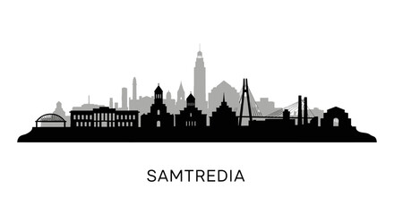 Fototapeta premium Samtredia Georgia Skyline Silhouette Vector.