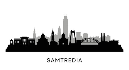 Fototapeta premium Samtredia skyline silhouette with Georgia city view.