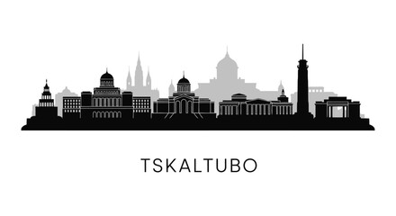 Naklejka premium Tskaltubo Georgia Skyline with Black Silhouette.