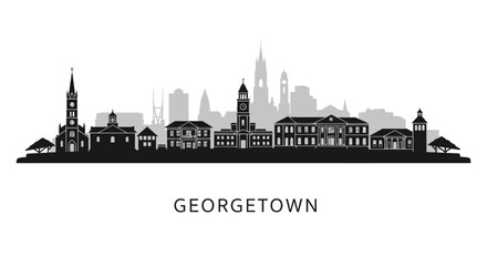 Fototapeta premium Georgetown Skyline Silhouette with Washington DC.