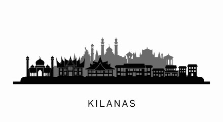 Naklejka premium Kilanas Skyline Vector Silhouette Cityscape.