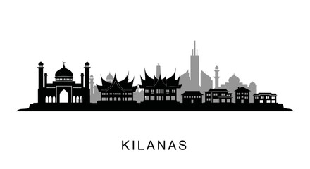 Kilanas with Brunei Skyline Cityscape vector.