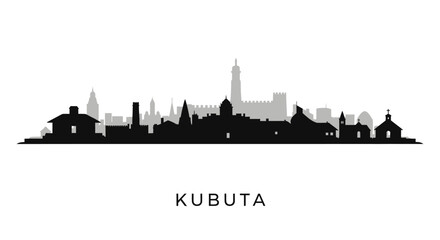 Fototapeta premium Kubuta Skyline Silhouette with Black and White.