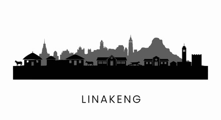 Fototapeta premium Linakeng Skyline Silhouette with Lesotho, and Africa.