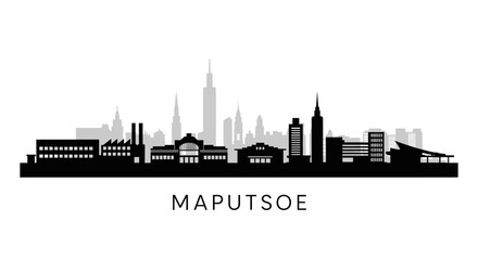 Obraz premium Maputsoe Lesotho Skyline Vector Silhouette.