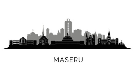 Obraz premium Maseru Skyline Cityscape Silhouette Lesotho.