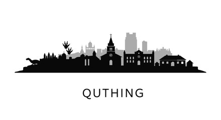 Obraz premium Quthing Cityscape Silhouette with Lesotho.