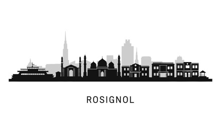 Obraz premium Rosignol City Skyline Silhouette with Vector.