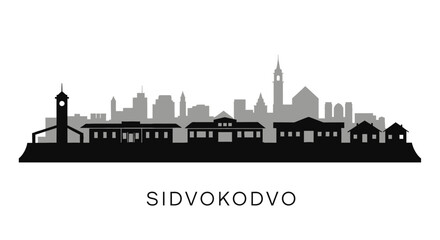 Obraz premium Sidvokodvo Eswatini Skyline Silhouette with Vector.