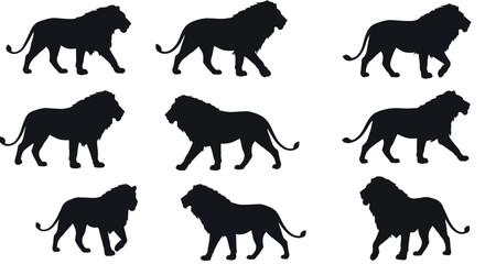 Fototapeta premium Lion silhouette vector illustration in flat style for wildlife design projects