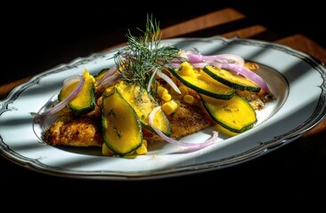 Plated Fish Dish with Vegetables