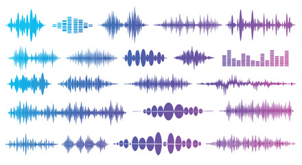 Colorful sound waves vector illustration for audio visualization design in modern flat style