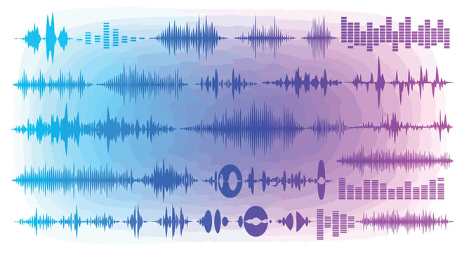 Vibrant sound waves vector illustration for music design projects