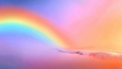 Abstract rainbow over pastel clouds