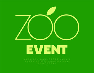 Vector Eco flyer Zoo Event. Typography Modern Font. Classic Slim Alphabet Letters and Numbers set.