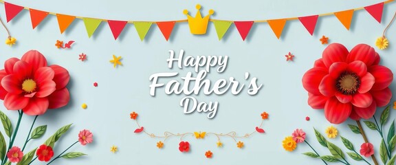Happy Father's Day banner design featuring a celebratory, joyful motif, illustration, daddy