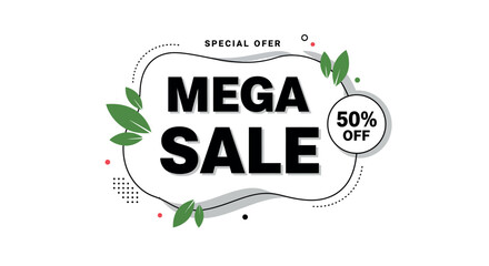 Mega sale vector illustration for special offer promotions with modern graphic design elements