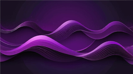 Purple wave background with abstract curves and flowing lines design