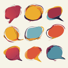 Hand-Drawn Colorful Speech Bubbles and Dialog Shapes Collection