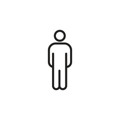Standing man solid vector symbol. eps10 illustration of Man sign. Black silhouette of a standing man displayed on a white background, public place signage. public signage and user interface design.