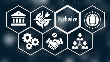 Exclusive business concept.  Exclusive concept button on a futuristic ,beautiful abstract wave technology background. Business, technology, internet and networking concept. 4k video
