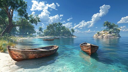Sea boat, tranquil scenery
