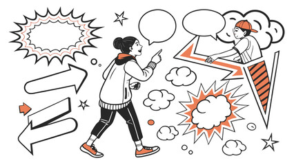 Comic Style Speech Bubble & Explosion Elements Collection