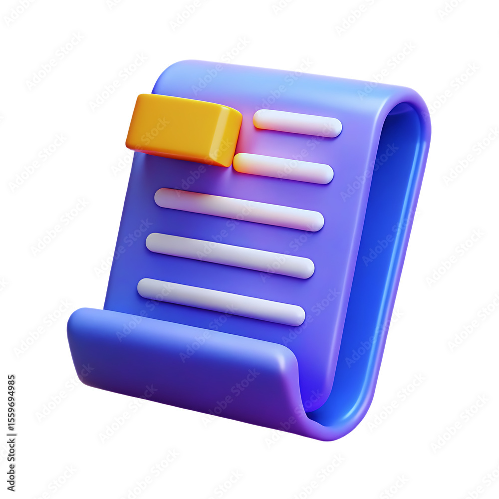 Fototapete 3d rendered contract document with an attached important notification