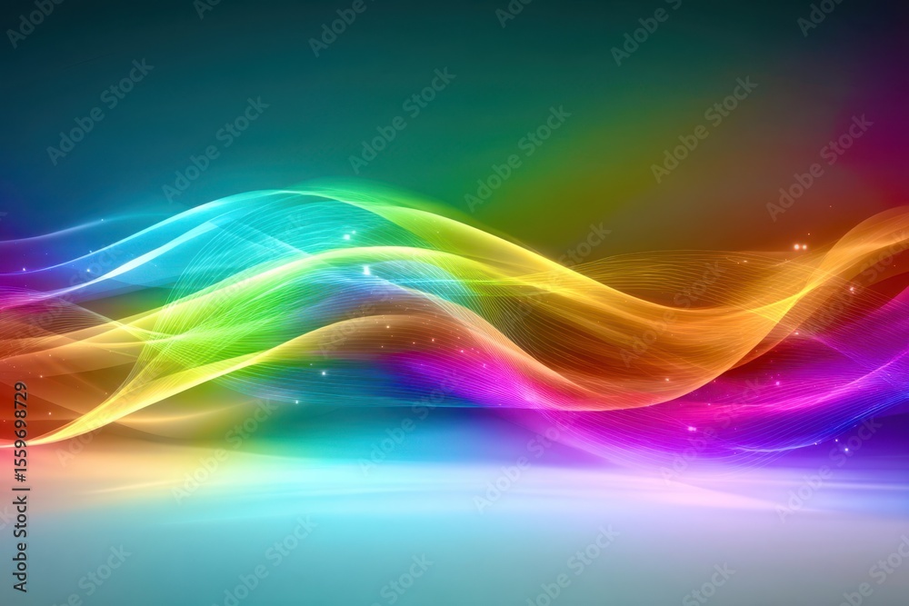 Poster a colorful wave of light with a rainbow of colors