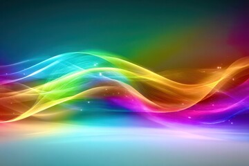 A colorful wave of light with a rainbow of colors