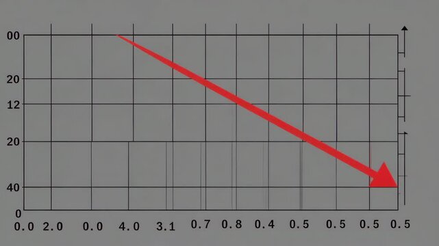 Red arrow moving downward on cartesian plane with numerical data
