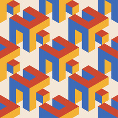 Trendy minimalist seamless pattern with abstract creative geometric composition