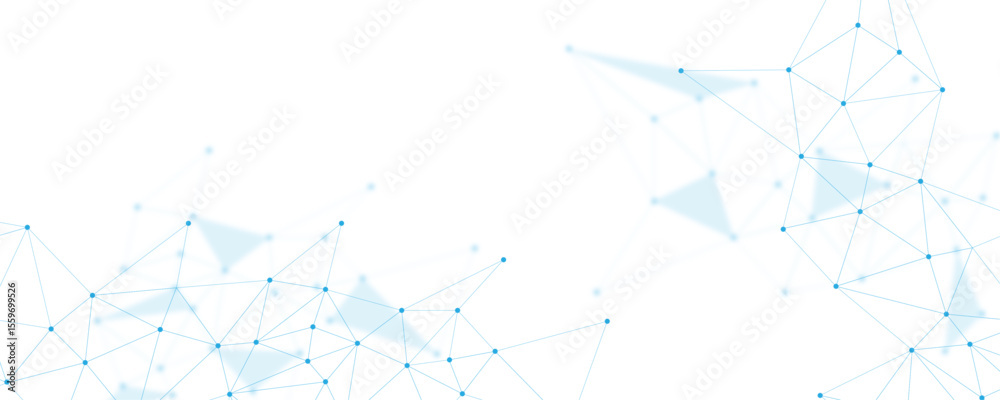 Fototapete Abstract white blue digital technology futuristic communication high tech concept background. Technology dots lines connect network background.	