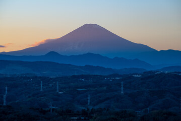 湘南平からの富士山の夕景