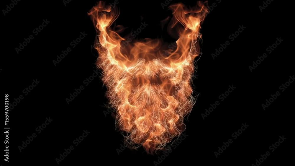 Poster Fire Creates a Unique Visual Representation of a Beard in a Dark Setting With Mesmerizing Flames