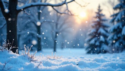 Serene Winter Snowscape Countless Snowflakes Falling on a Tranquil Landscape, Creating a Magical Atmosphere, Perfect for Holiday and Nature Designs