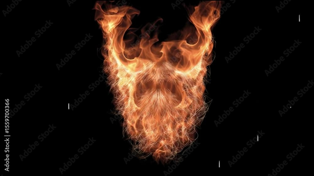Aufkleber Creative Representation of a Beard Made Entirely of Flames Against a Dark Background