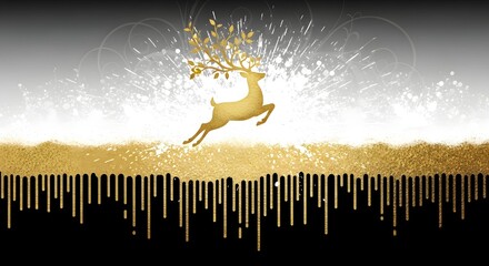 Golden deer illustration christmas art design holiday season celebration festive reindeer image