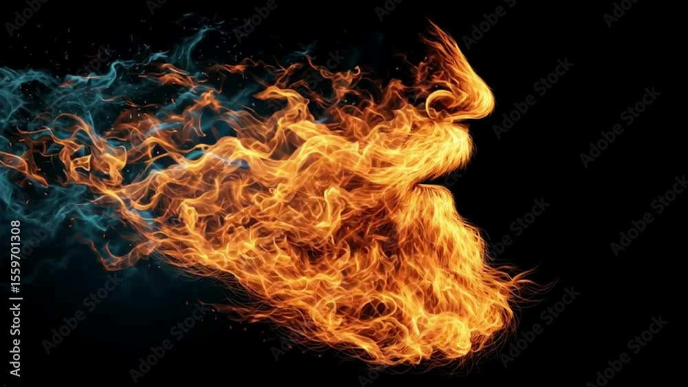 Poster creative representation of flames shaped like a human face shows artistic skill and imagination in v
